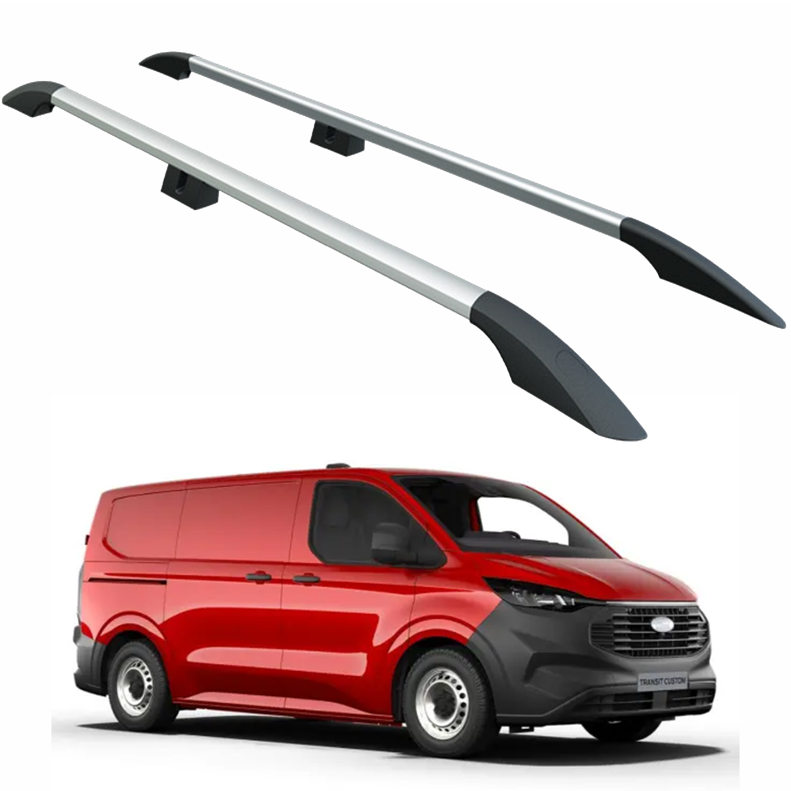 For Ford Transit Custom LWB (2023-2026) Roof Side Rails – Plus Model, Aluminum Silver For Ford Transit Custom LWB (2023-2026) Roof Side Rails – Plus Model, Aluminum Silver